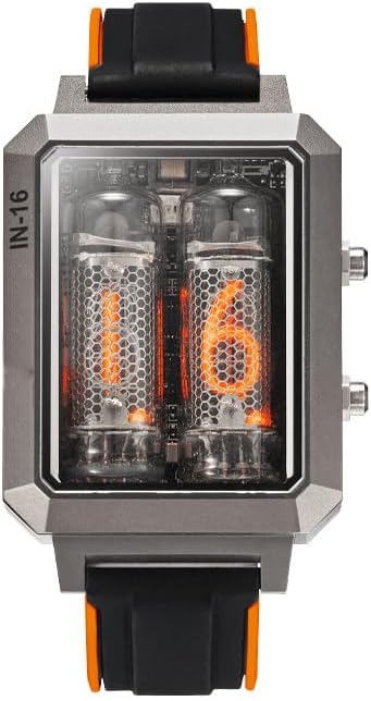KEULEN IN16 Glow Tube Watch, Nixie Tube Watch, Sapphire Glass Mirror, Counts Time and Seconds, Wireless Charging, Automatic Light Sensor To Adjust Brightness, IPX4 Waterproof, for Business Men