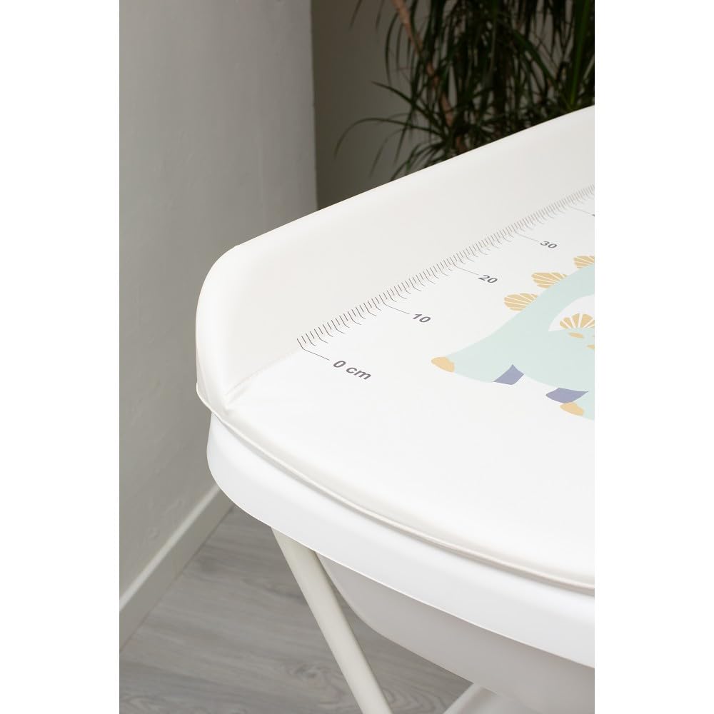 Interbaby Bañera Bebé Cambiador Plegable Patas, Ruedas, Hamaca (Dino) | Bañera con cambiador 2 en 1, hamaca anatómica extraíble, patas antideslizantes, altura ergonómica, portátil
