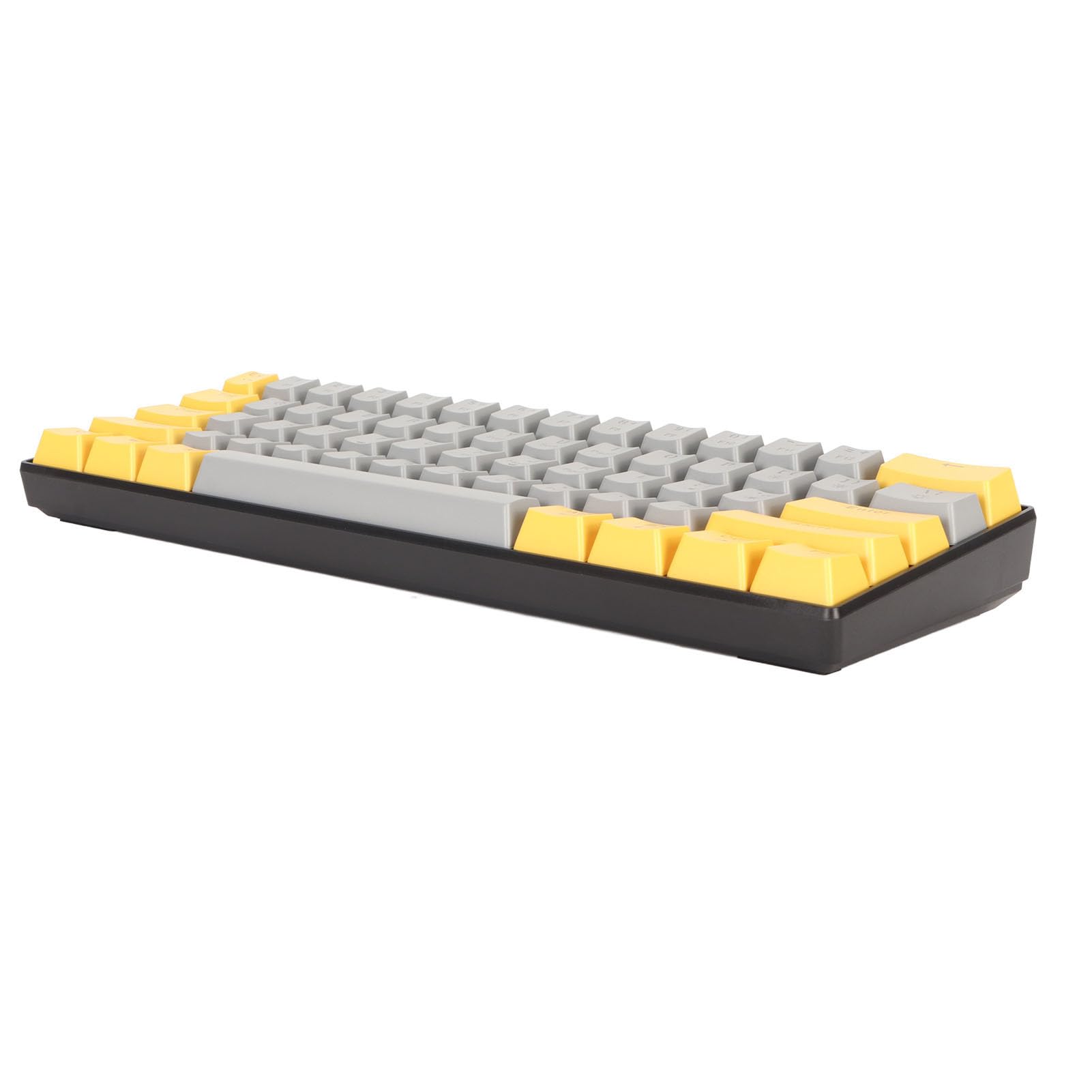 Tastiera da Gioco al 60%, Tastiera Meccanica a 61 Tasti con Cavo Retroilluminato a LED da 1,5 Metri per Giochi da Ufficio (Interruttore Rosso Superficie Grigio Giallo)