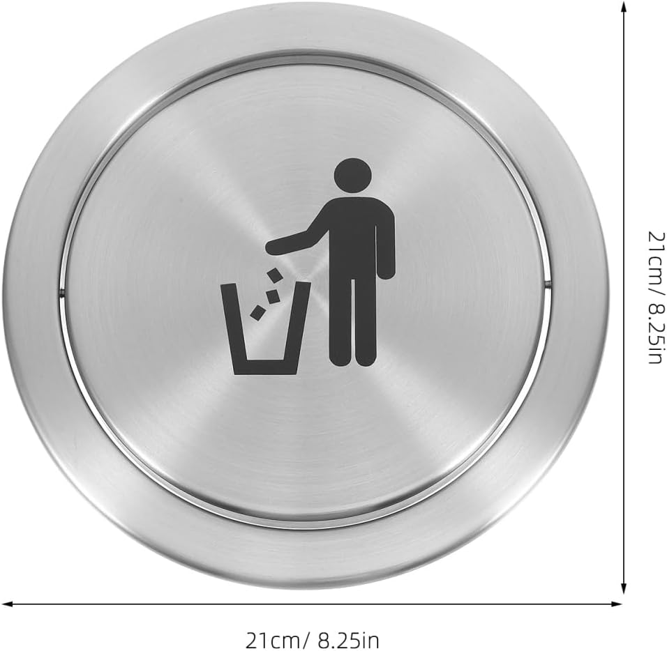 STOBAZA Recessed Round Countertop Trash Can Lid, Stainless Steel Swing Flap Built-in Waste Bin Cover for Kitchen Bathroom, Seamless Desktop Trash Chute for Home and Commercial, 8.27 Inch, Silver