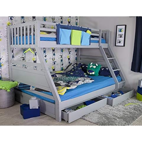 Flair Furnishings Ollie Triple Bunk Bed-Grey Cover
