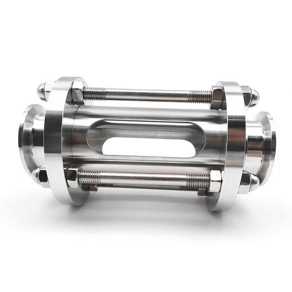 Wziernik przepływu sanitarnego 304-1,5"/2" Tri Clamp pasujący do rury o średnicy zewnętrznej 25-51 mm, szkło borokrzemianowe z osłoną ochronną(32mm)