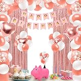 Rose Gold Birthday Decorations With Electric Balloon Pump, Happy Birthday Decorations for Women Girls, Birthday Party Decorations Kit Balloon Garland Kit Decoracion de Cumpleaños Para Mujer