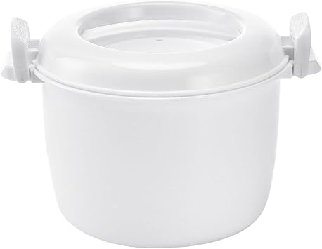 Microwave Rice Cooker - Heat Resistant Bowl Steamer | Quick Cooking Pot for Rice, Vegetables, Broccoli, Quinoa, Soup, Potato | Compact Kitchen Tool Perfect for Home, Dorm, Apartment, Office, Travel