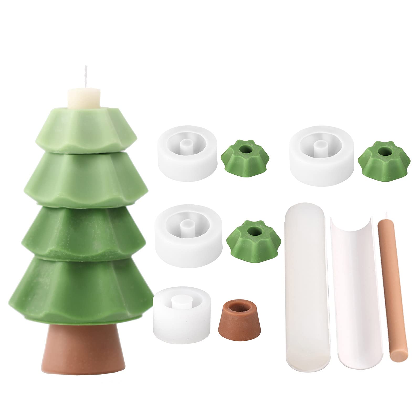 Christmas Tree Silicone Stackable Candle Mold DIY Building Block Aromatherapy Wax Making Mould for Party Decorations
