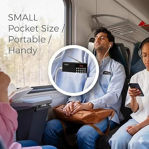 Image of Portable Digital Radio Speaker with LED Display, High-Gain FM Antenna, Numeric Keypad Control FM Antenna | Numeric Keypad | Lightweight (FM-680-BLACK)