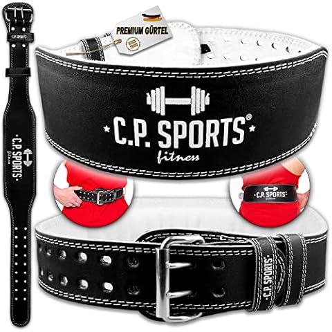 C.P.Sports Trainingsgürtel Gewichtheber Leder, Schwarz/Innenfläche Weiß, M, 38700 Cover