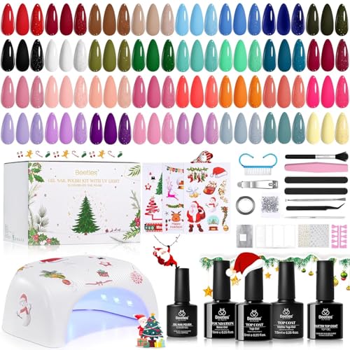 Image of Beetles 69 Pcs Gel Nail Polish Kit with U V Light - 35 Colors Gel Polish Nail Kit with with Base & Glossy Top Coat Soak Off DIY Salon Beginner-friendly Manicure Nails Stuff Gifts for Women