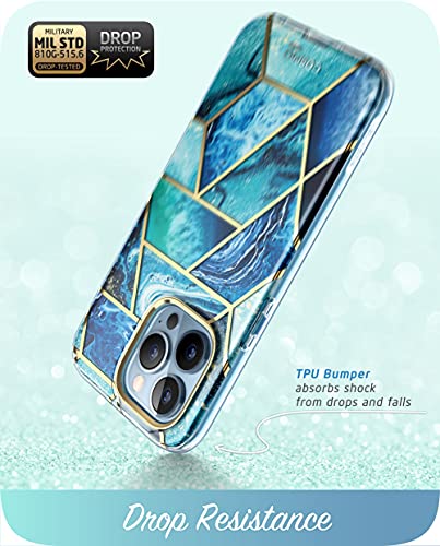 Image of i-Blason Thermoplastic Polyurethane Cosmo Series Case For Iphone 13 Pro 6.1 Inch (2021 Release), Slim Full-Body Stylish Protective Case With Built-In Screen Protector Ocean, Blue