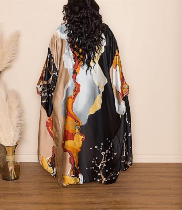 Kimono Cardigan for Women Long Boho Satin Kimono Robes Plus Size Open Front Beach Swimsuit Cover Ups Lightweight Duster3