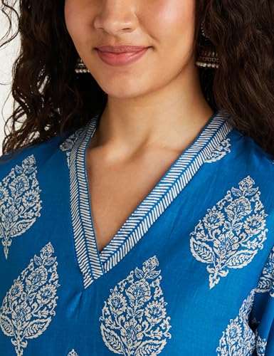 Image of BIBA Women Cotton Straight Printed Kurta Straight Palazzo Suit Set