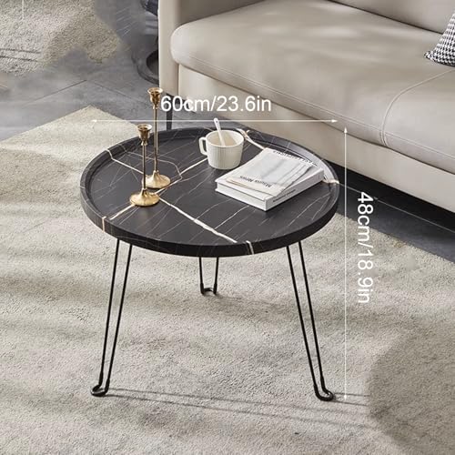 Table basse ronde minimaliste bois et acier au carbone premium