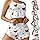 Women's Pyjamas Shorts Set Summer Sleeveless Tank Tops Shorts Comfortable Soft Cotton Pj Sets with Heart Print Elegant Crop Top Nightwear with Drawstring Camisole Loungwear Sleepwear