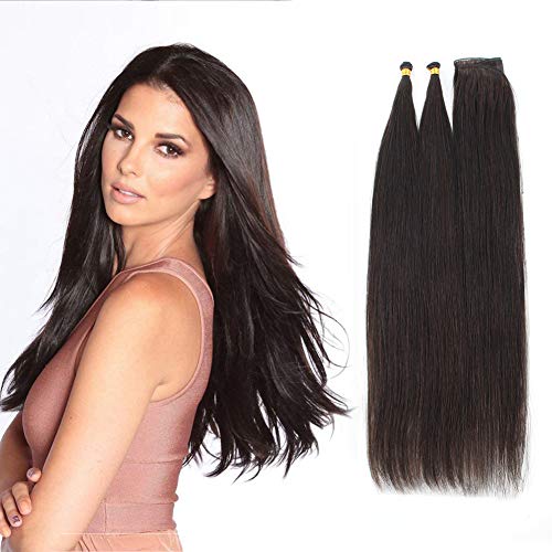 ABH AMAZINGBEAUTY HAIR Hand Tied Weft Hair Extensions, Remy Human Hair, Dark Brown Color 2, 50 Gram, 18 Inch