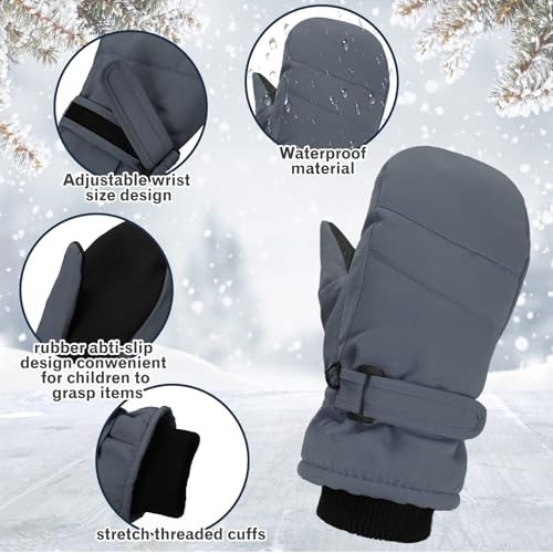 Image of Geyoga 4 Pairs Kids Mittens Waterproof Ski Gloves Boys Girl Warm Snow Winter Mittens for Kids Toddler Outdoor Activities