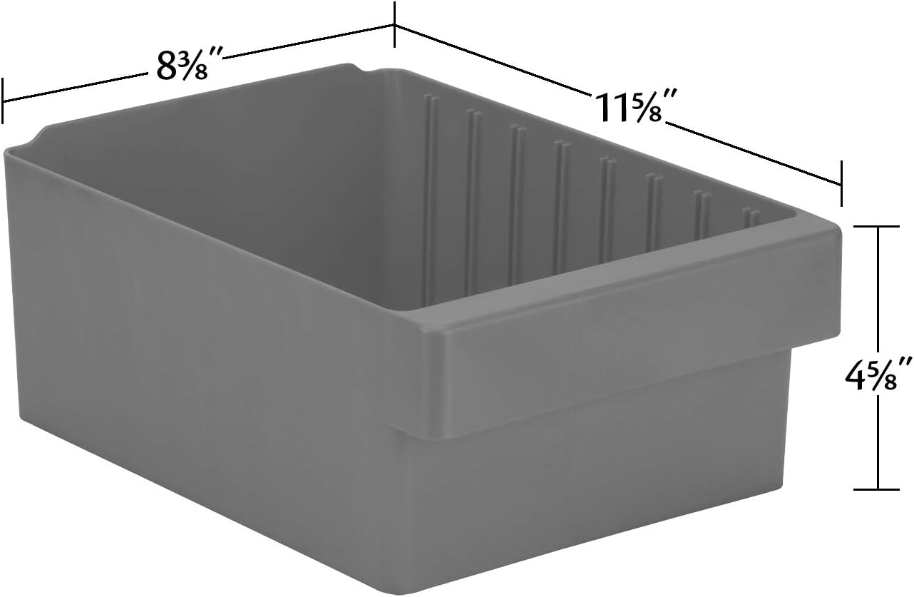 Akro-Mils 31182 AkroDrawer Stackable Plastic Storage Drawer Storage Bin, (11-5/8-Inch x 8-3/8-Inch x 4-5/8-Inch), Blue, (4-Pack)