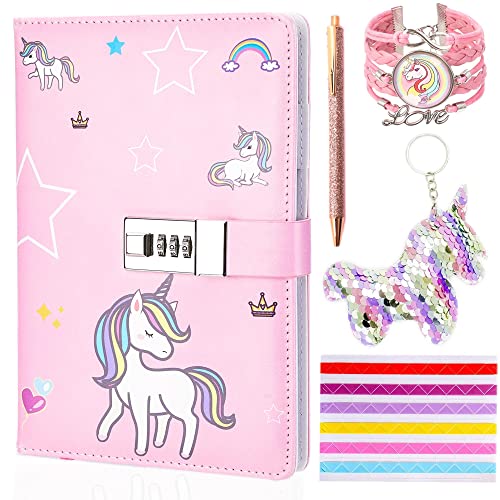 Lubibi Set cancelleria Unicorno con Diario Blocco Note, Penna a Sfera, Braccialetto, Portachiavi,...