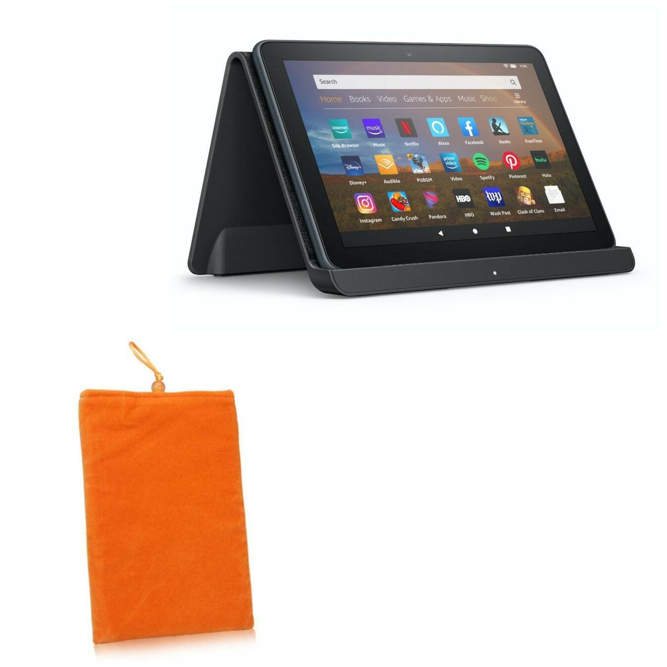 BoxWave Case Compatible with Amazon Fire HD 8 (10th Gen 2020) - Velvet Pouch, Soft Velour Fabric Bag Sleeve with Drawstring - Bold Orange