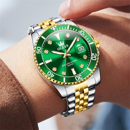 Image of OLEVS Watch for Men Stainless Steel Quartz Business Dress Diamond Large Dial Waterproof Mens Watches with Date Wrist Watch