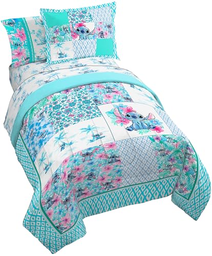 Image of Jay Franco Kids Comforter Set Includes Sheets and Pillow Covers - Soft and Cozy Bed Set for Stylish Room Decor, Multi - Lilo and Stitch 02, 5 Piece Twin Bedding
