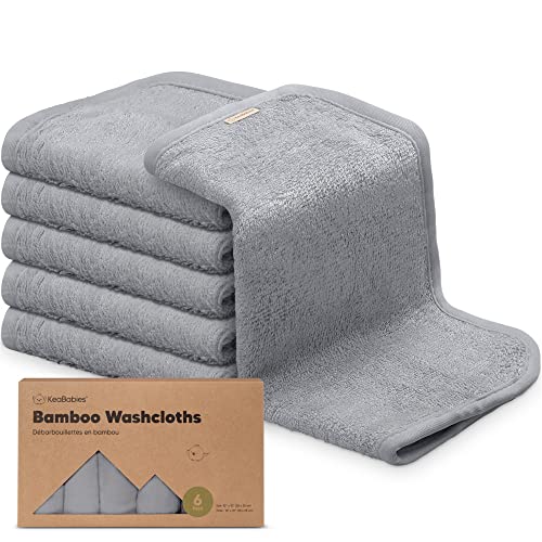 Image of 6-Pack Organic Baby Washcloths - Soft Viscose from Bamboo Washcloth, Baby Wash Cloths, Baby Wash Cloth for Newborn, Kids, Bath Baby Towels, Face Towel, Face Cloths for Washing Face (Cool Gray)