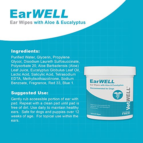 image for VetWELL Dog Ear Wipes - Otic Cleaning Wipes for Infections and Control