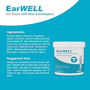 Dog Ear Wipes - Otic Cleaning Wipes for Infections and Controlling Ear Infections and Ear Odor in Pets - EarWELL by VetWELL - 100 Count Dog Ear Wipes – Otic Cleaning Wipes for Infections and Controlling Ear Infections and Ear Odor in Pets – EarWELL by VetWELL – 100 Count