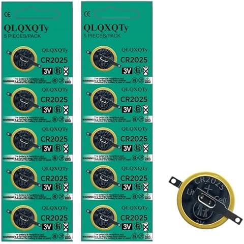 QLQXQTy CR2025 Tabbed Batteries Gameboy Cartridge Battery CR2025 Battery Tabs Solder Color GBC CR2025 3V Lithium Battery CR2025 Replacement Battery Gameboy Save Battery 10PACK Cover