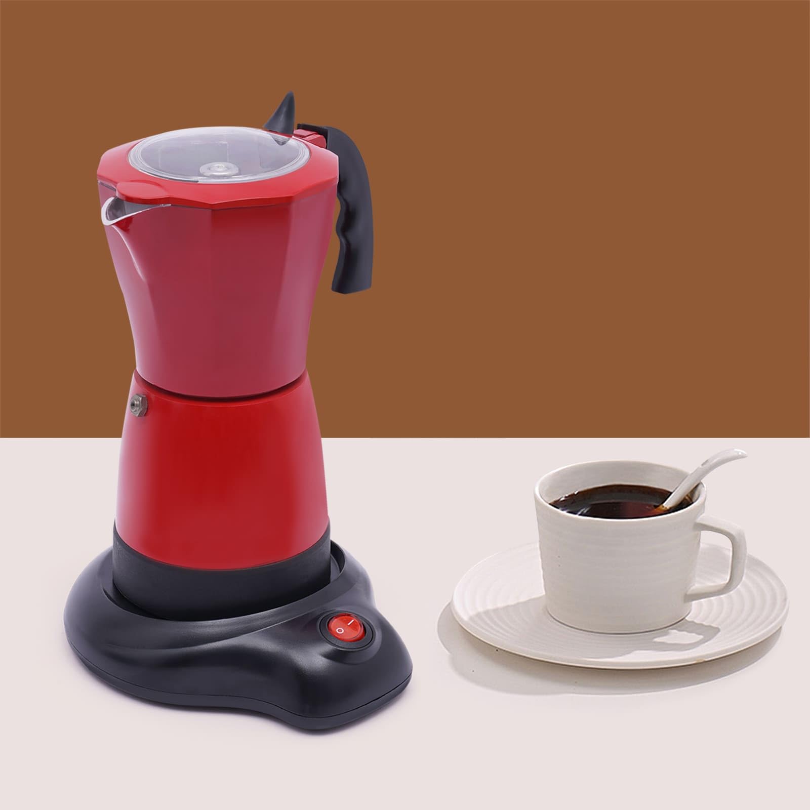 Elektrische Kaffeemaschine 480 W Aluminiumlegierung 360° drehbar 300 ml 10,2 x 19,5 cm rot