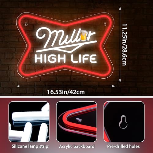 Image of Beer Neon Sign for Wall Decor Beer LED Neon Lights for Home Bar Man Cave Garage Pub Bar Party Game Room Hotel Bedroom Birthday Gifts USB Powered