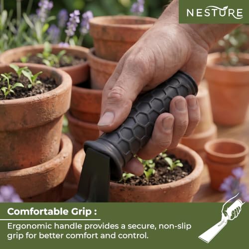 Image of 3 Inch Khurpi for Gardening Heavy Duty Metal Khurpi with Anti-Slip Rubber Grip Handle for Home Garden Digging, Weeding Tool (Black)