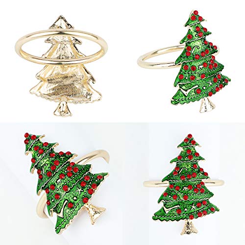 Image of WOVTE Christmas Napkin Rings 6pcs Napkin Holders Christmas Party Banquet Dinner Table Decoration