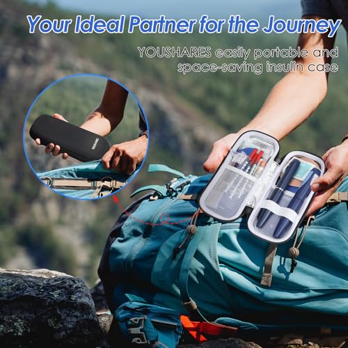 youshares insulin cooler travel case tsa approved - portable medication cooler for travel and daily life diabetic travel case with 2 ice packs