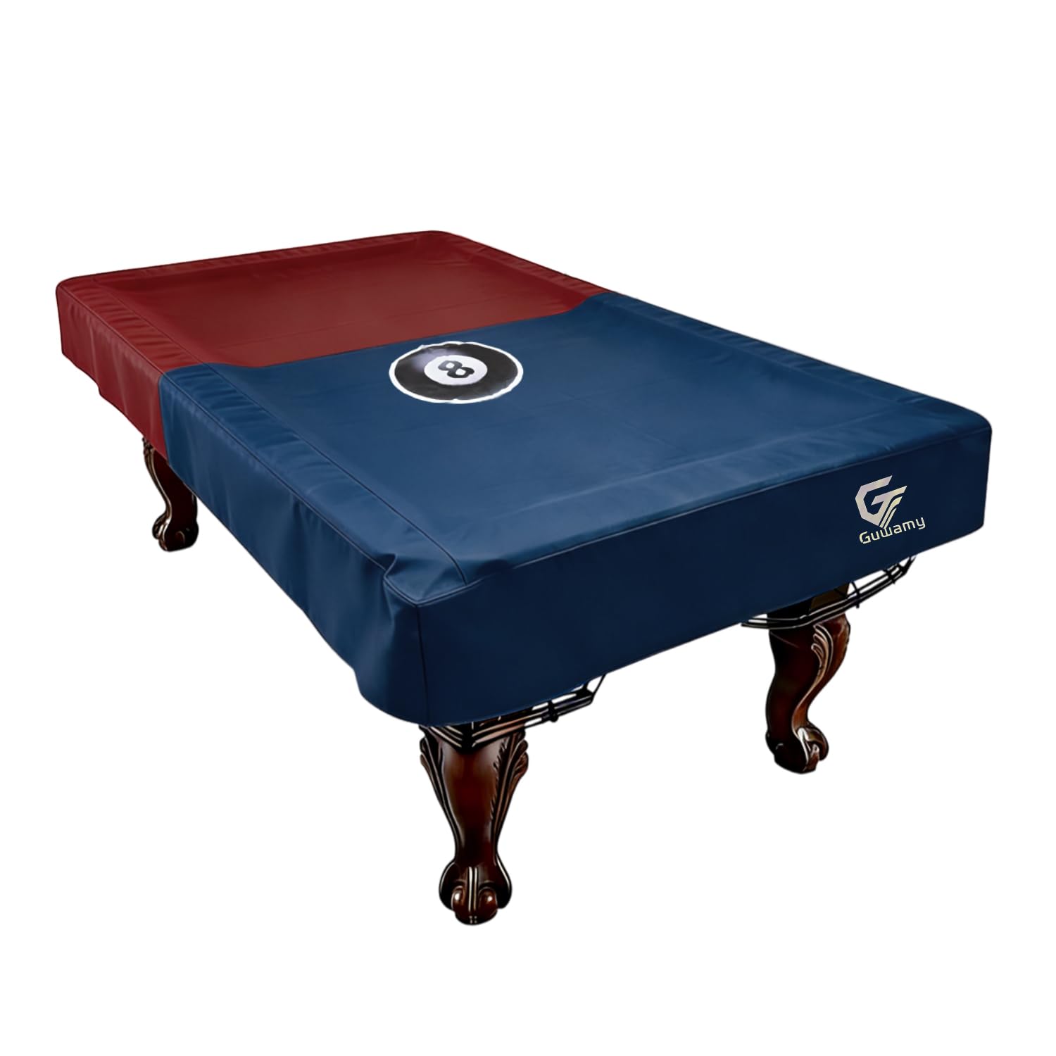 7FT (92"L x 52"W x 8"H) Heavy Duty Leatherette Pool Table Cover – Waterproof, Scratch-Resistant, All-Season Protection for Indoor/Outdoor Use – Red/Dark Blue