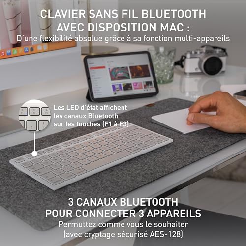 Clavier compact pour Mac AZERTY CHERRY KW 7100 Mini BT blanc - 2
