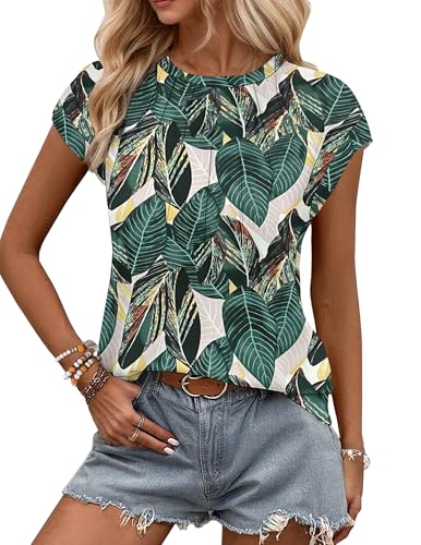 WNEEDU Tank Top Damen Sommer Kappenärmel T-Shirts Lässige Oberteile...