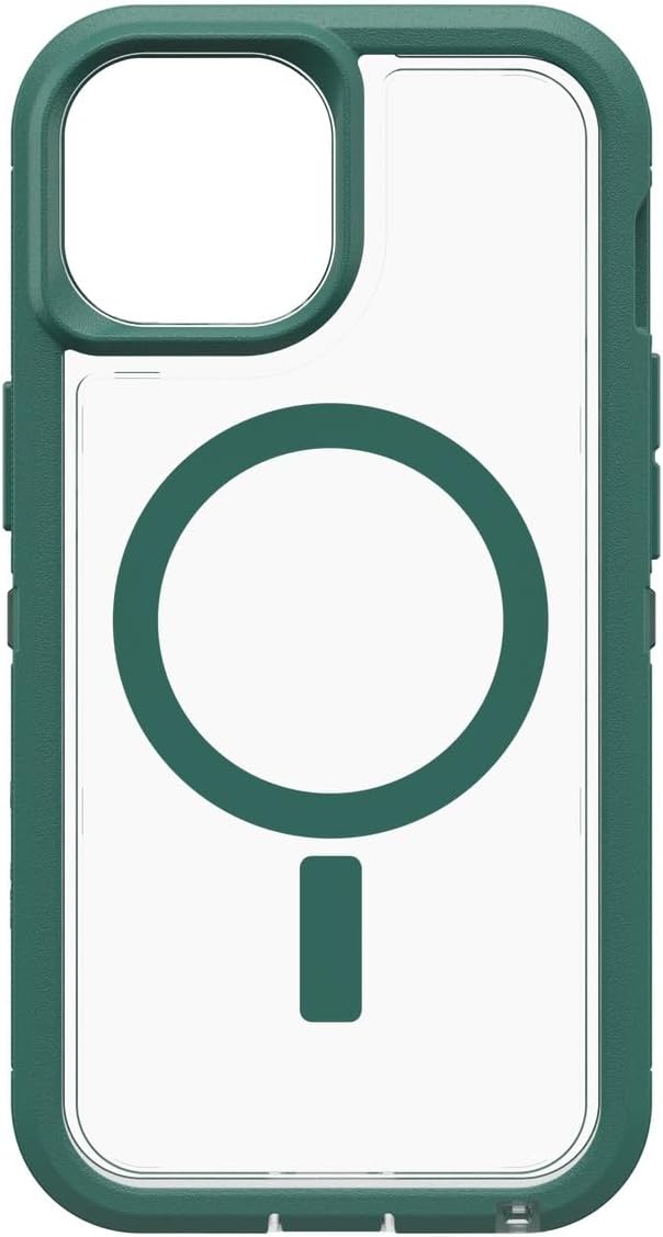 OtterBox Defender Screenless Case with MagSafe for iPhone 14 & iPhone 13 (ONLY) Non-Retail Packaging - Antimicrobial (Velvet Evergreen (Clear/Green))