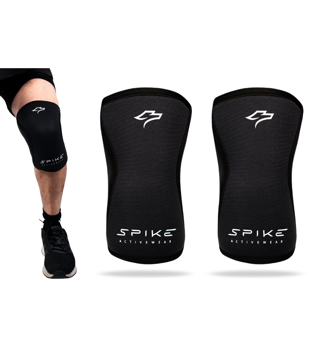 Spike Activewear - Rodilleras De Neopreno 7mm Para Gym Crossfit Pesas Con Compresión, Soporte Para Estabilidad Y Protección (Medium)