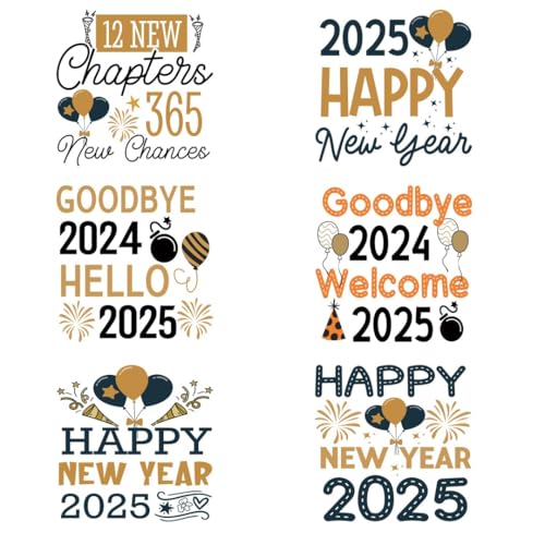 Happy New Year 2025 Iron Transfer Patch Heat Transfer Sticker Vinyl Design Iron Applique T-Shirt Clothing DIY Craft Applique Clothing Decoration