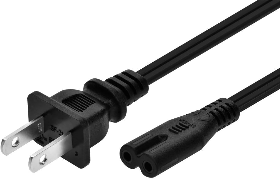Monoprice Power Cord - Non-Polarized NEMA 1-15P to Non-Polarized IEC 60320 C7, 18AWG, 7A/125V, SPT‑2, 6ft, Black
