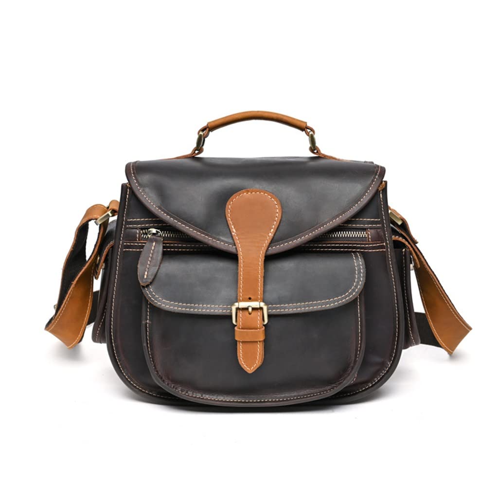 Sac messenger en cuir vintage homme grand sac bandoulière épaule casual