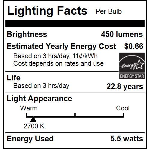 Sunlite 88378-Su Led A15 Refrigerator Light Bulb, 5.5 Watts (40W Equivalent), 450 Lumens, Medium Base (E26), Dimmable, Frosted Finish, Ul Listed, Energy Star, 27K - Warm White, 1 Pack #TOP7