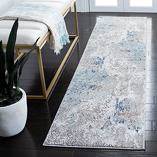 Tapete SAFAVIEH de polipropileno 2x8 pies gris y azul miniatura 1
