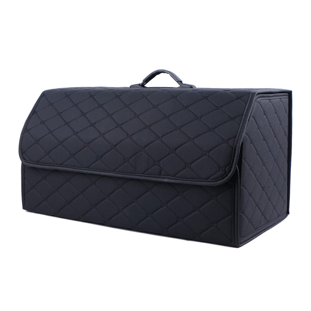 AVIRAA Leather Car Boot Bags Collapsible Storage Box for Mercedes Benz V-Class V220d V250d V300d L Stowing Tidying Accessories, black XL