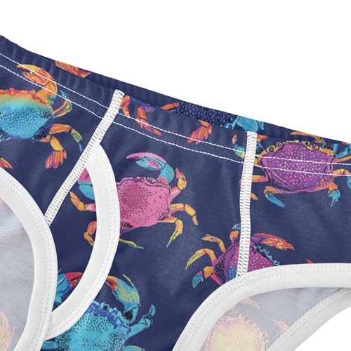 Wusikd Colorful Crabs Boys' Underwear Cotton Navy Blue Boys Briefs Soft Toddler Underwear 2T4