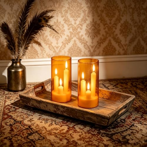 Image of 2 Pack 3D Wick Flameless Taper Candles, Champagne Transparent Acrylic Cover, Remote Control Flickering LED Candles, Battery Operated Electric Candles for Wedding Party Christmas Home Table Decor.