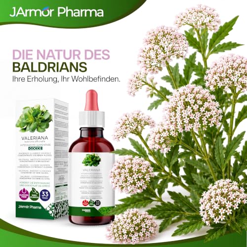 Baldrian Tropfen 100 Ml Hochdosiert, Valerian Stark Für Die Nacht, Ruhiger Schlaf und Innere Ruhe, Nahrungsergänzungsmittel Glycerin Macerate Pflanzlich, J.Armor Pharma Vegan