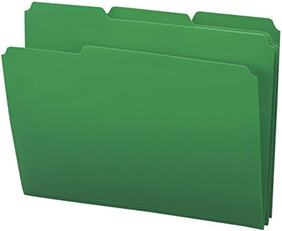 Smead Waterproof Poly File Folders, 1/3 Cut Top Tab, Letter, Green, 24/Box