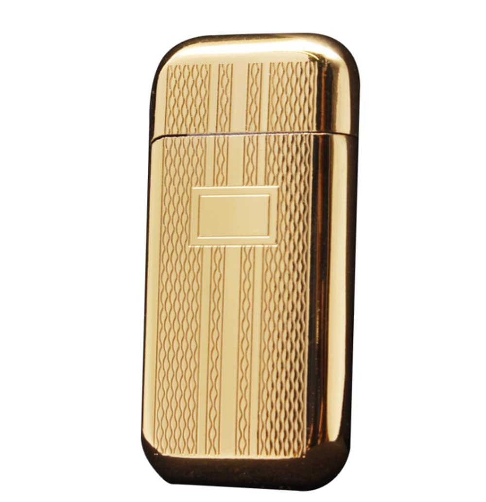 Briquet tempête portable vintage rechargeable au gaz butane avec flamme douce réglable - Cadeau idéal pour homme - Doré