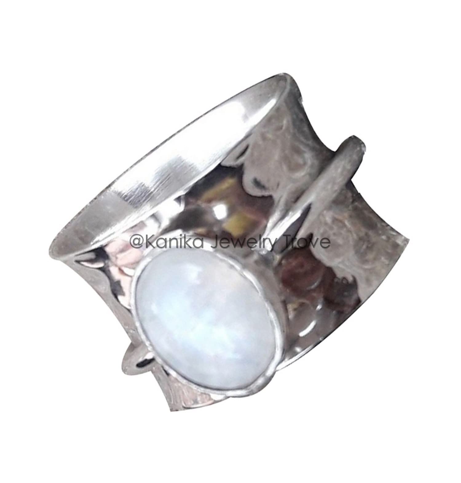 Mondstein Spinner Band Ring, massivem 925 Sterling Silber Ring, Geschenk Ring für Weihnachten, Daumenring